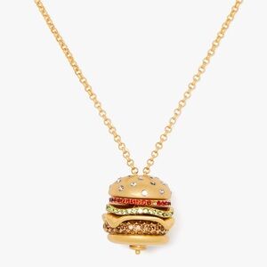 🍔 Kate Spade New York Fast Food Hamburger Burger Pendant Necklace NEW NWT